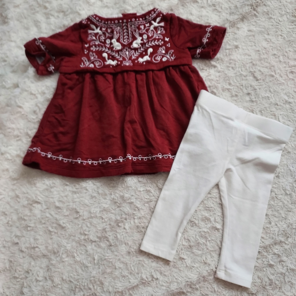 Heirlooms by Polly Flinders NB-3mo Embroidered Top White Leggings Quiet Luxury